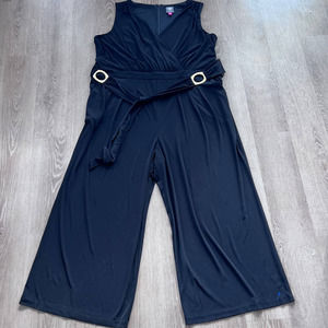 Vince Camuto 3 XL Black w Gold Plated Belt Pantsuit Romper